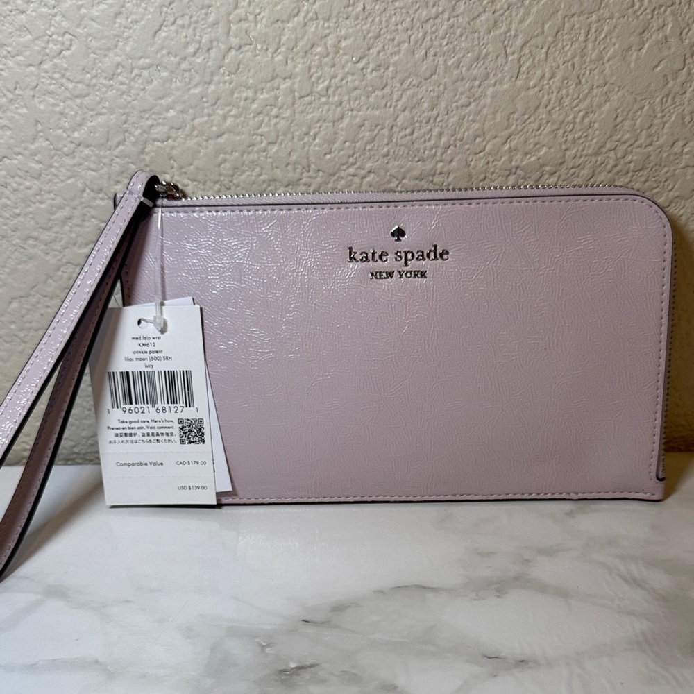 New Kate Spade Lilac Zippy Wristlet